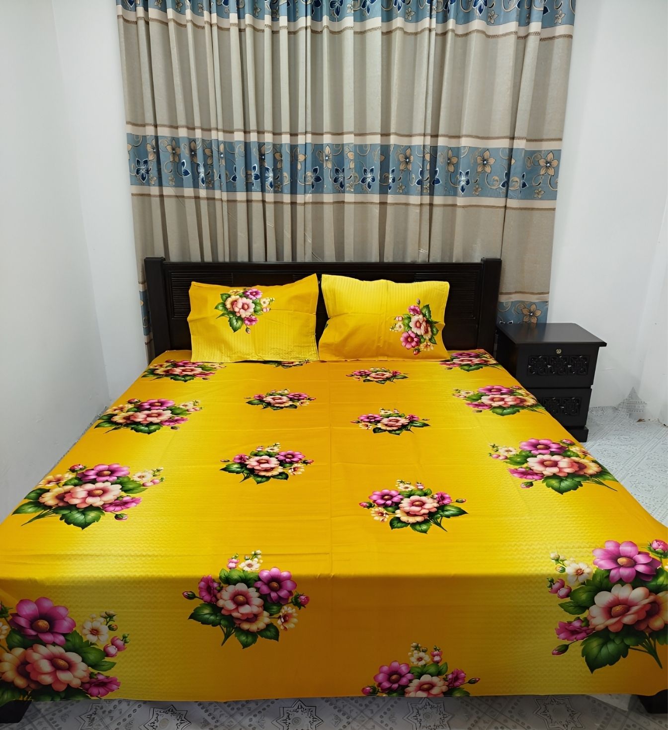 King Size Full Panel Bedsheet With Pillow Cover