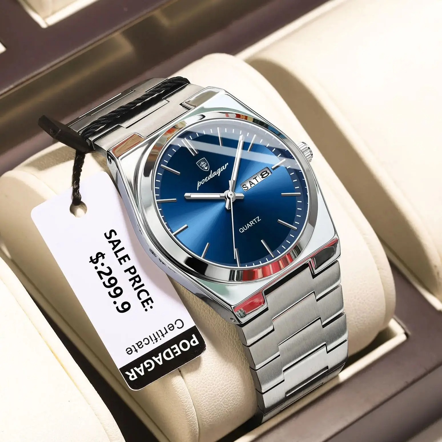 POEDAGAR 930 Men's Luminous Stainless Steel Quartz Watch
